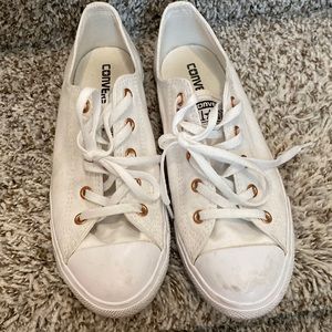 White and rose gold converse